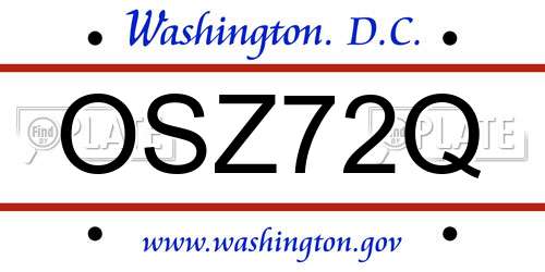 OSZ72Q District Of Columbia License Plate