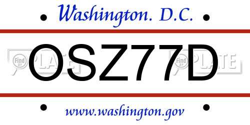 OSZ77D District Of Columbia License Plate