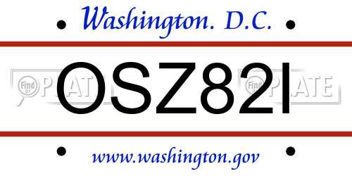 OSZ82I District Of Columbia License Plate