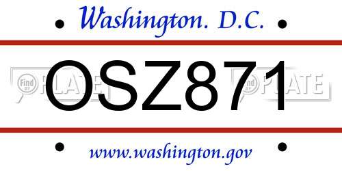 OSZ871 District Of Columbia License Plate