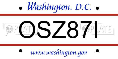 OSZ87I District Of Columbia License Plate