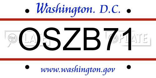 OSZB71 District Of Columbia License Plate