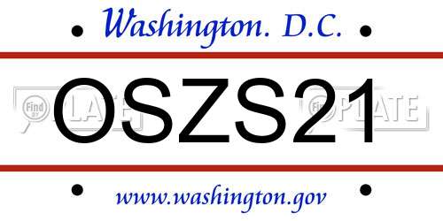 OSZS21 District Of Columbia License Plate