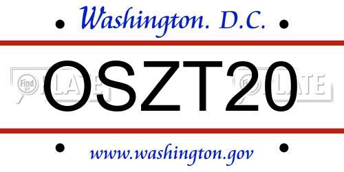 OSZT20 District Of Columbia License Plate