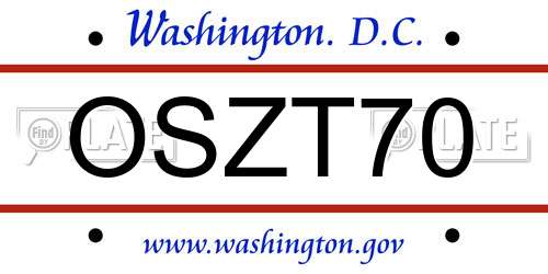 OSZT70 District Of Columbia License Plate