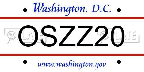 OSZZ20 District Of Columbia License Plate