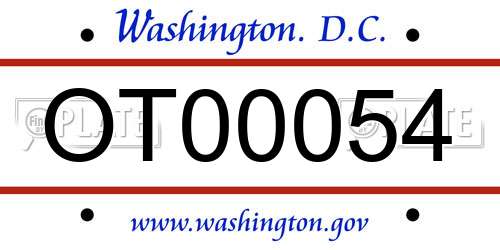 OT00054 District Of Columbia License Plate