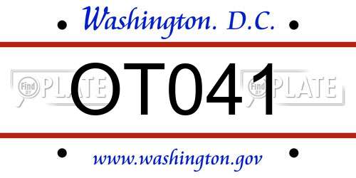 OT041 District Of Columbia License Plate