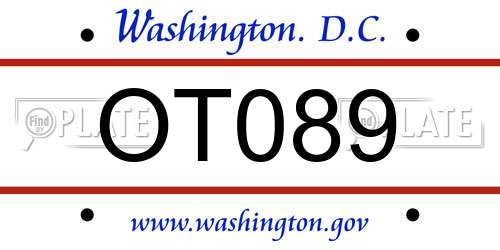 OT089 District Of Columbia License Plate