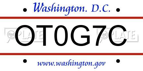 OT0G7C District Of Columbia License Plate