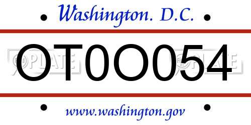 OT0O054 District Of Columbia License Plate