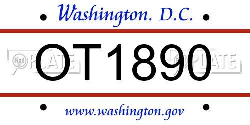 OT1890 District Of Columbia License Plate