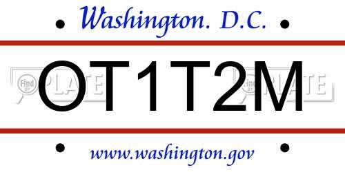OT1T2M District Of Columbia License Plate