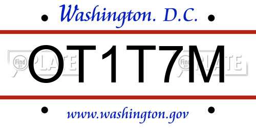 OT1T7M District Of Columbia License Plate
