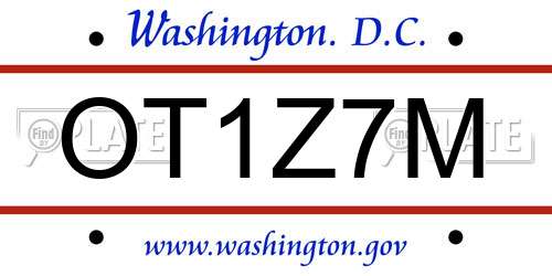 OT1Z7M District Of Columbia License Plate