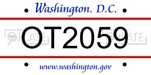 OT2059 District Of Columbia License Plate