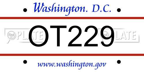 OT229 District Of Columbia License Plate