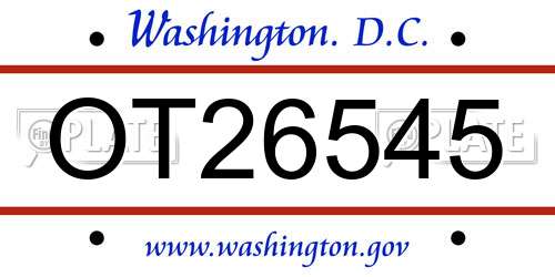 OT26545 District Of Columbia License Plate