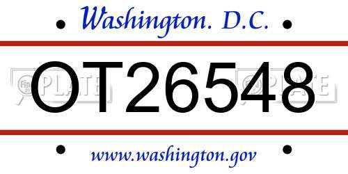 OT26548 District Of Columbia License Plate