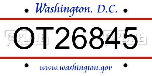 OT26845 District Of Columbia License Plate