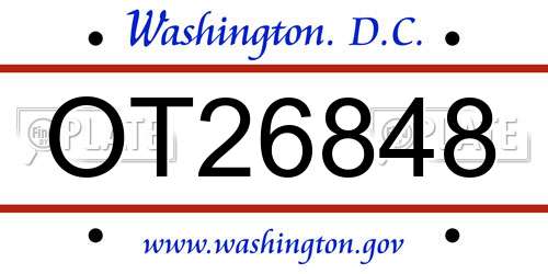 OT26848 District Of Columbia License Plate