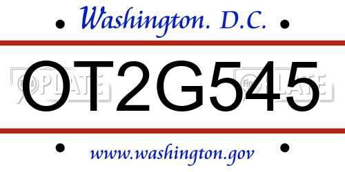 OT2G545 District Of Columbia License Plate