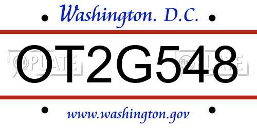 OT2G548 District Of Columbia License Plate