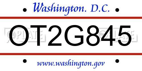 OT2G845 District Of Columbia License Plate
