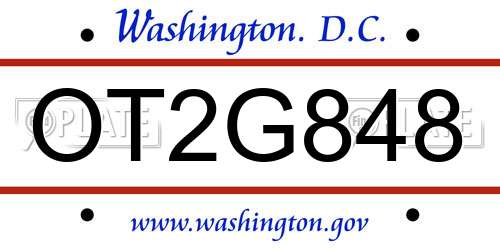 OT2G848 District Of Columbia License Plate