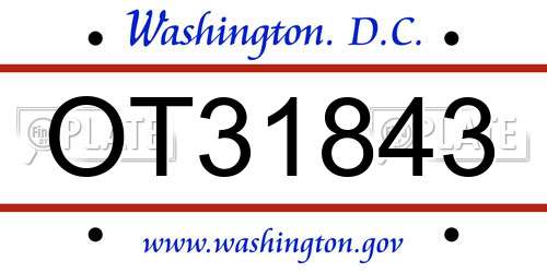 OT31843 District Of Columbia License Plate