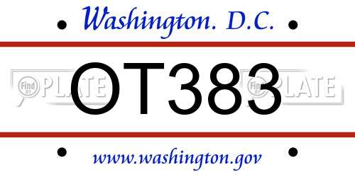 OT383 District Of Columbia License Plate