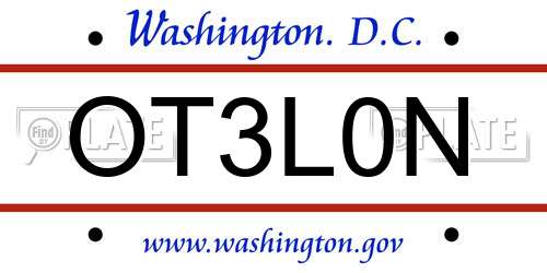 OT3L0N District Of Columbia License Plate