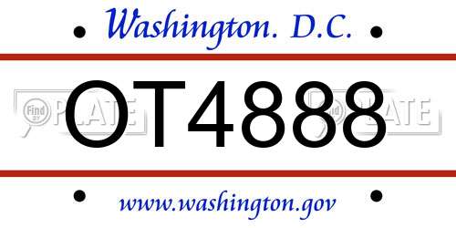OT4888 District Of Columbia License Plate