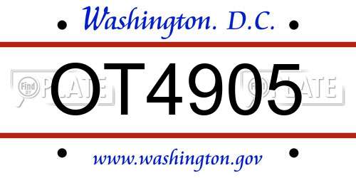 OT4905 District Of Columbia License Plate
