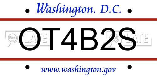 OT4B2S District Of Columbia License Plate