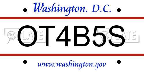 OT4B5S District Of Columbia License Plate