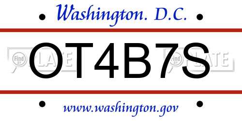 OT4B7S District Of Columbia License Plate