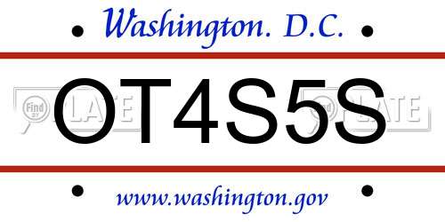 OT4S5S District Of Columbia License Plate