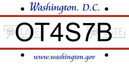OT4S7B District Of Columbia License Plate