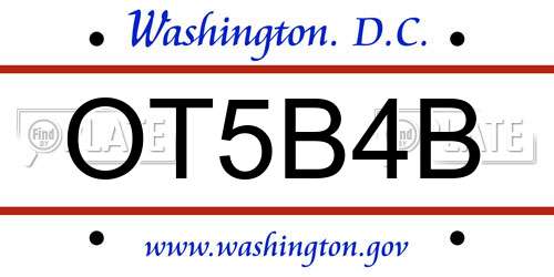 OT5B4B District Of Columbia License Plate