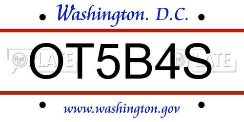 OT5B4S District Of Columbia License Plate