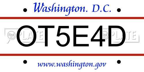 OT5E4D District Of Columbia License Plate