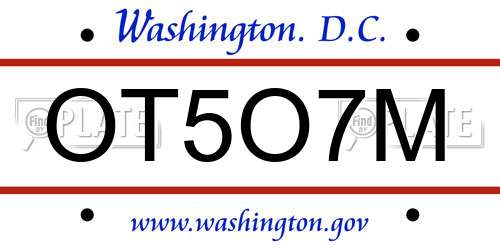 OT5O7M District Of Columbia License Plate