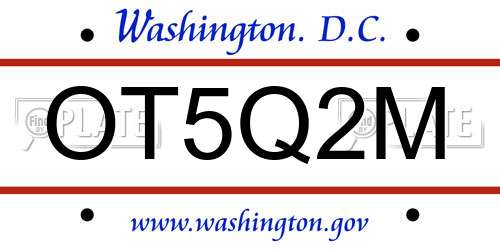 OT5Q2M District Of Columbia License Plate