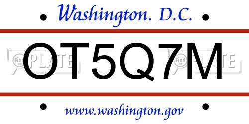 OT5Q7M District Of Columbia License Plate