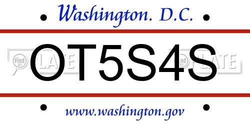 OT5S4S District Of Columbia License Plate