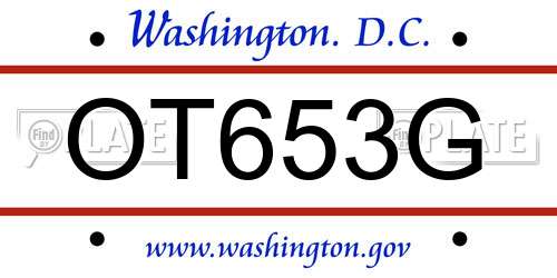 OT653G District Of Columbia License Plate