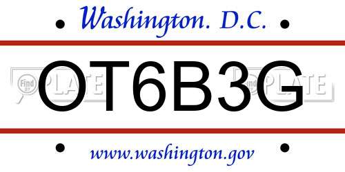 OT6B3G District Of Columbia License Plate