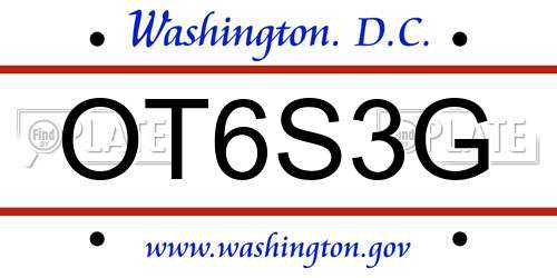 OT6S3G District Of Columbia License Plate