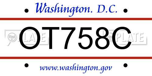 OT758C District Of Columbia License Plate